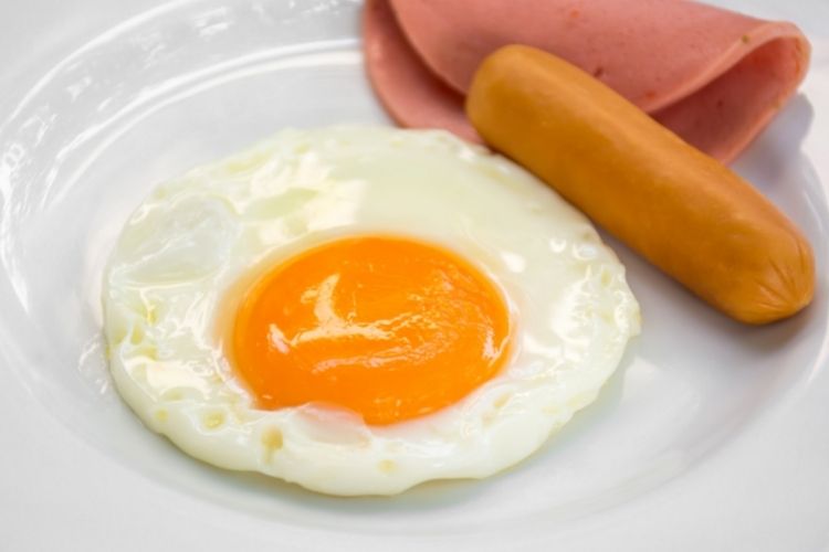 thick cut bologna with egg